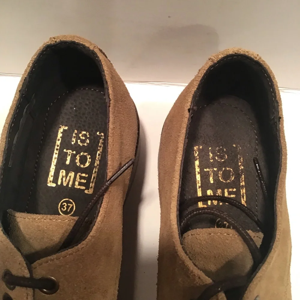 Is To Me Tan Suede Platform‎ Oxfords Sz. 7